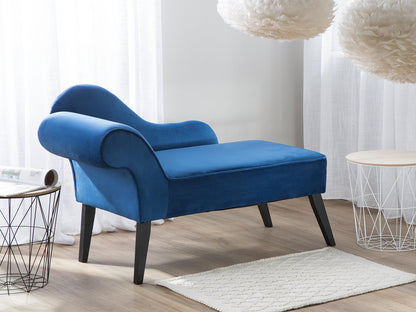  Left-Hand Chaise Lounge BIARRITZ Velvet Navy Blue