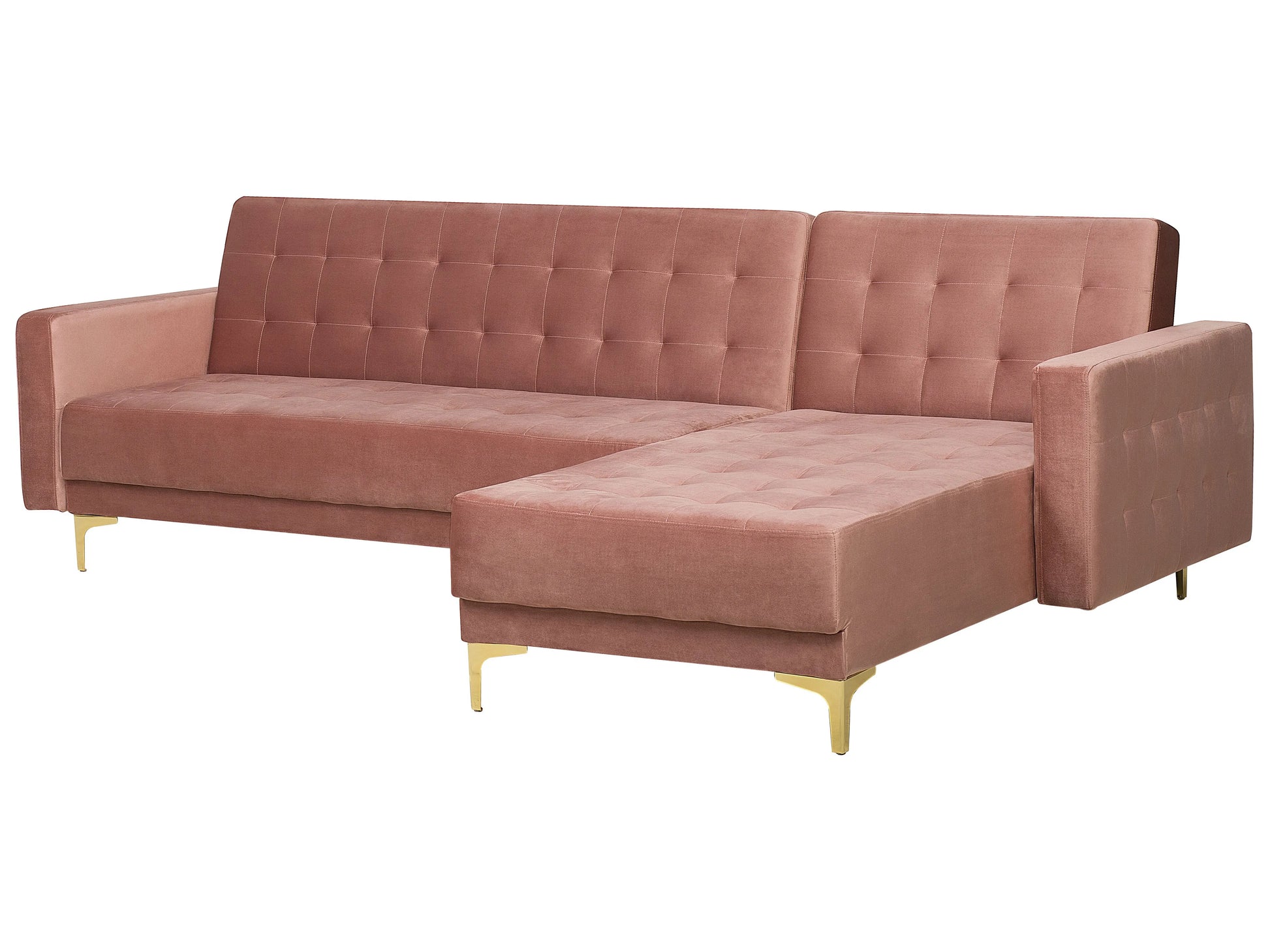  Modular Corner Sofa Bed 4 Seater ABERDEEN Velvet Pink Left Hand