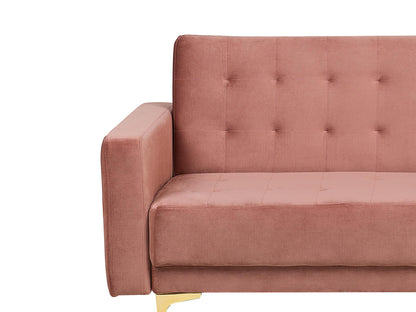 Sofa Bed 3 Seater ABERDEEN Velvet Pink
