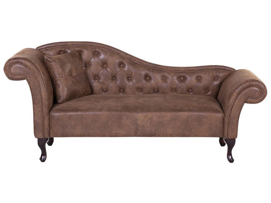  Left-Hand Chaise Lounge LATTES Faux Suede Light Brown