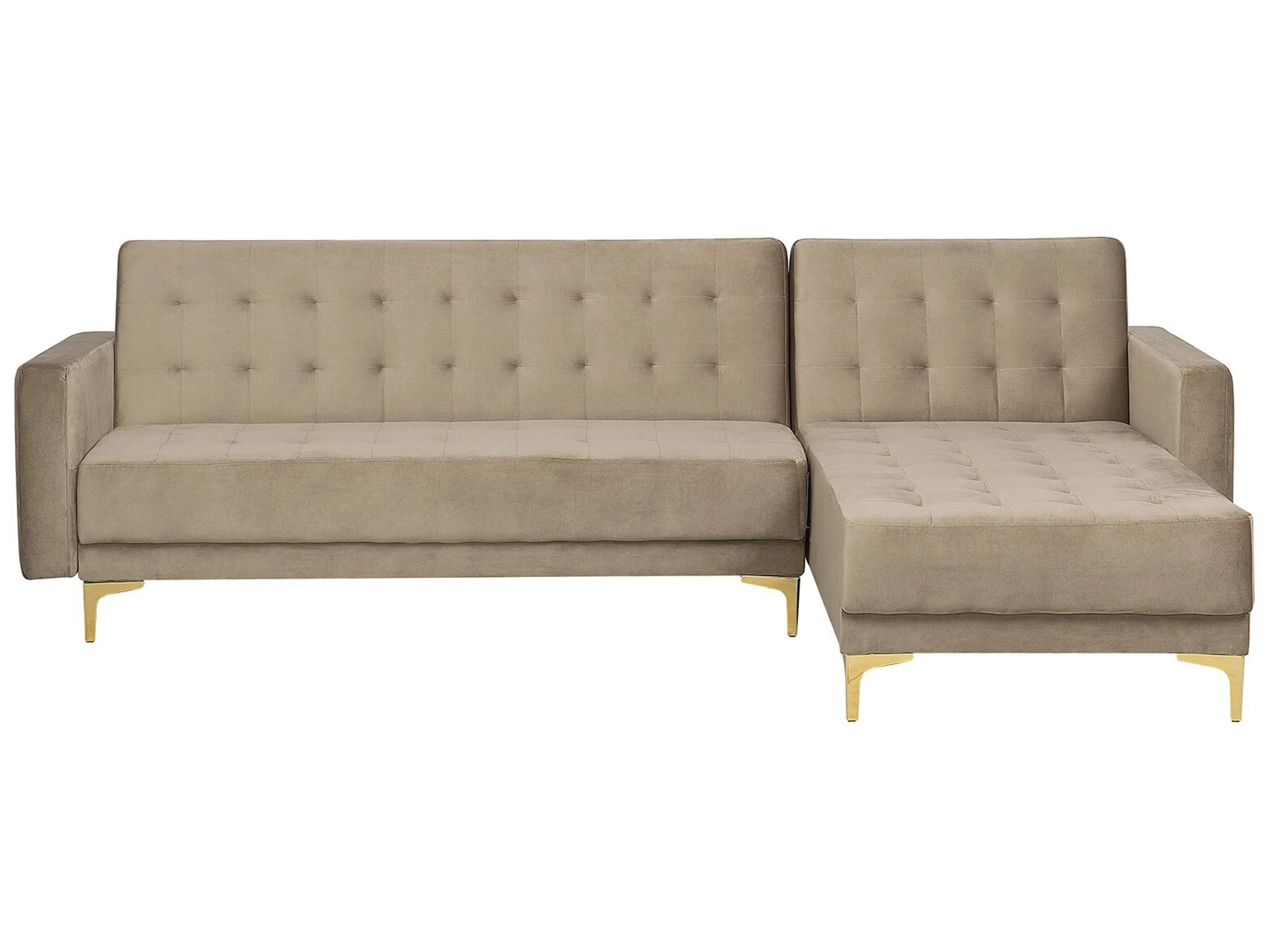  Modular Corner Sofa Bed 4 Seater ABERDEEN Velvet Sand Beige Left Hand