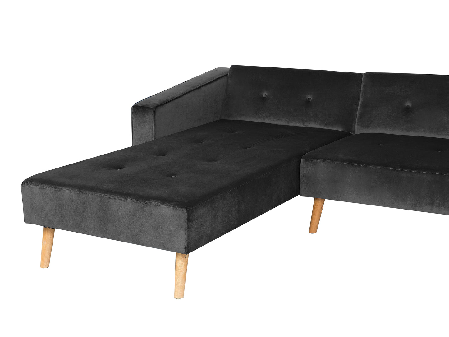  Corner Sofa Bed 4 Seater VADSO Velvet Black Right Hand