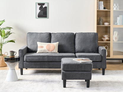 Sofa 3 Seater AVESTA Fabric Dark Grey With Ottoman