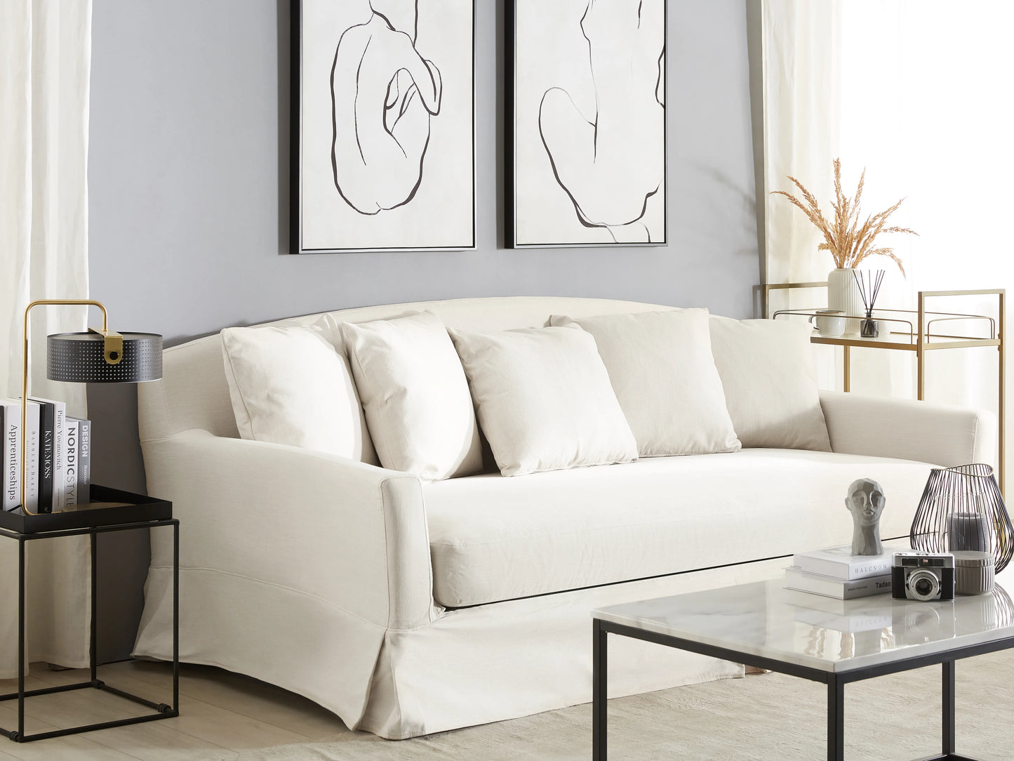  Sofa 3 Seater GILJA Fabric Light Grey