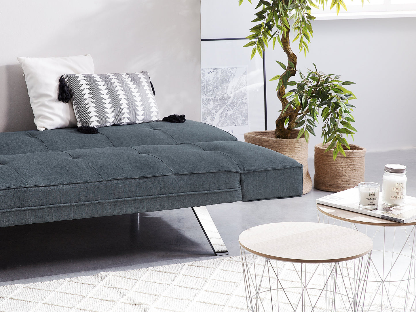  Sofa Bed 3 Seater BRISTOL Fabric Dark Blue