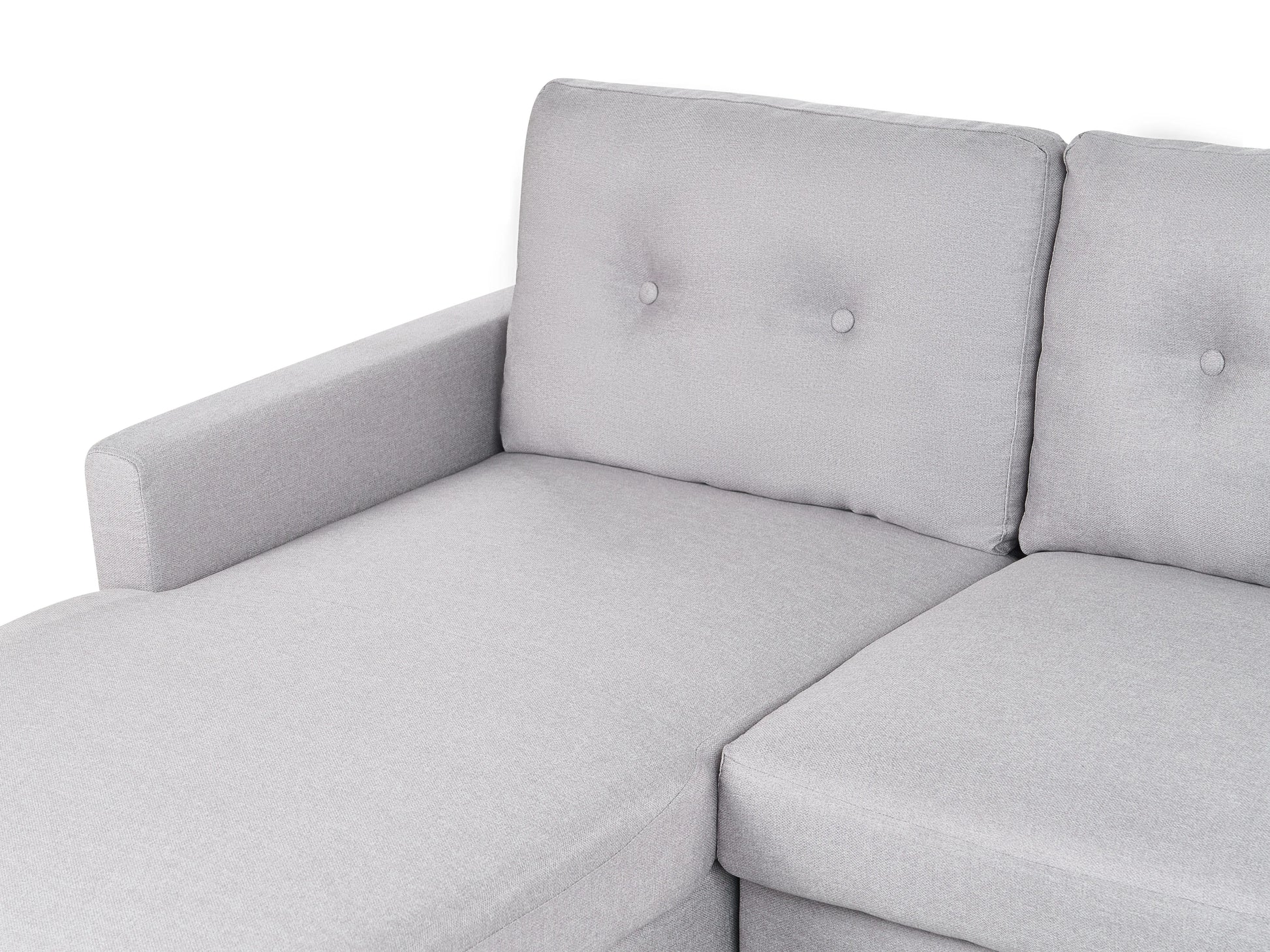  Corner Sofa Bed 4 Seater FLAKK Fabric Light Grey With Storage Right Hand