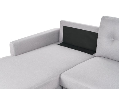  Corner Sofa Bed 4 Seater FLAKK Fabric Light Grey With Storage Right Hand
