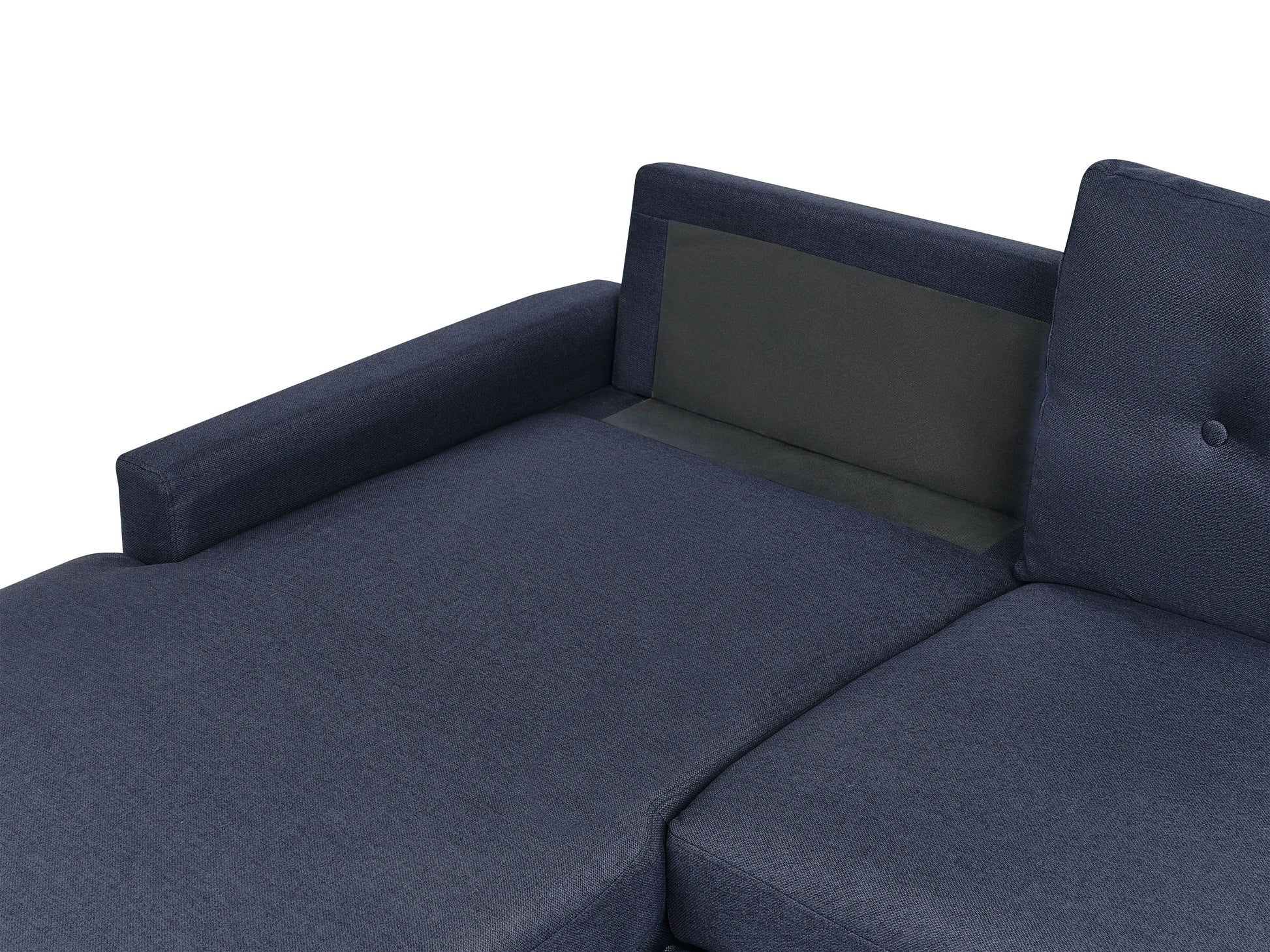  Corner Sofa Bed 4 Seater FLAKK Fabric Navy Blue With Storage Right Hand