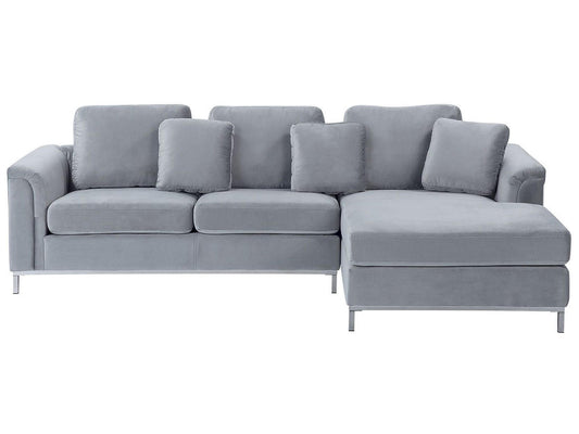  Corner Sofa 4 Seater OSLO Velvet Grey Left Hand