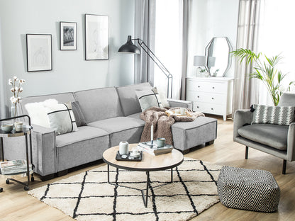  Corner Sofa Bed 3 Seater ROMEDAL Fabric Light Grey Left Hand