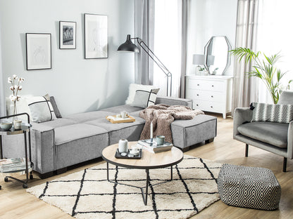  Corner Sofa Bed 3 Seater ROMEDAL Fabric Light Grey Left Hand