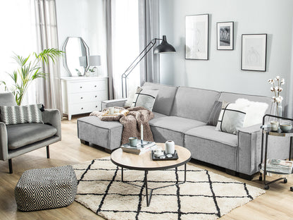  Corner Sofa Bed 3 Seater ROMEDAL Fabric Light Grey Right Hand