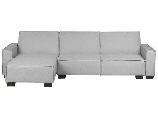  Corner Sofa Bed 3 Seater ROMEDAL Fabric Light Grey Right Hand