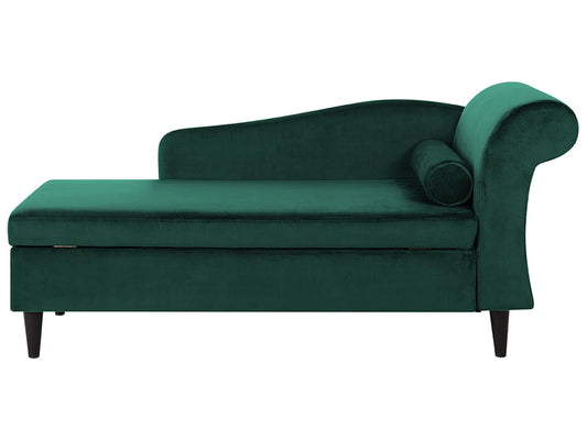  Right-Hand Chaise Lounge LUIRO Velvet Dark Green With Storage