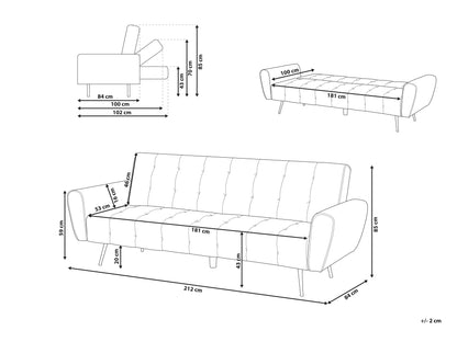  Sofa Bed 3 Seater SELNES Velvet Emerald Green