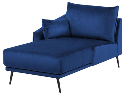  Corner Sofa 3 Seater VARDE Velvet Navy Blue LED Right Hand