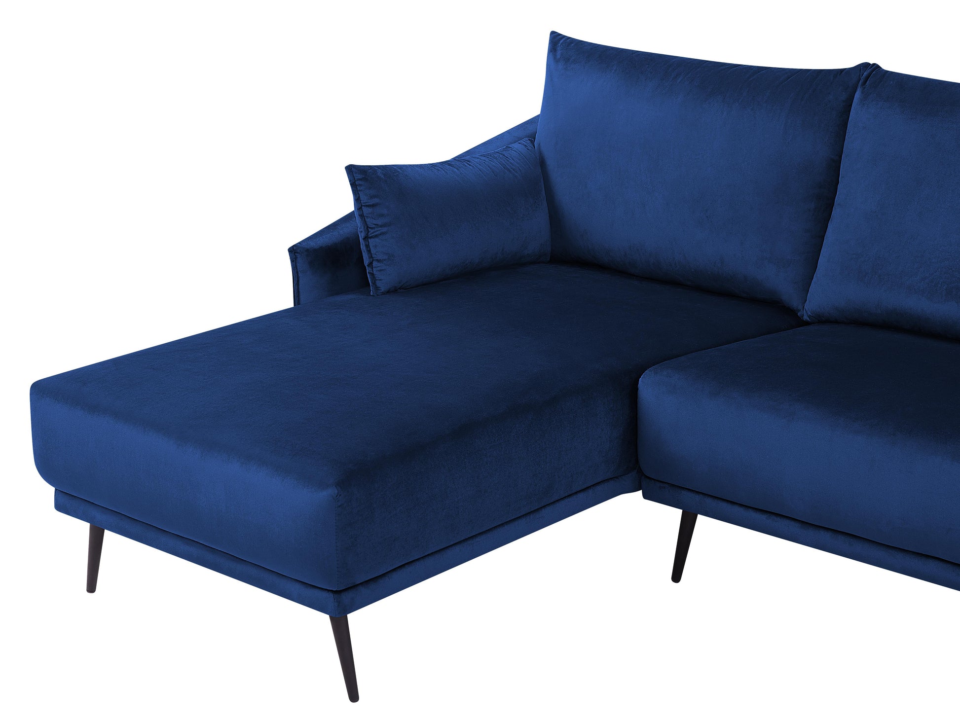  Corner Sofa 3 Seater VARDE Velvet Navy Blue LED Right Hand
