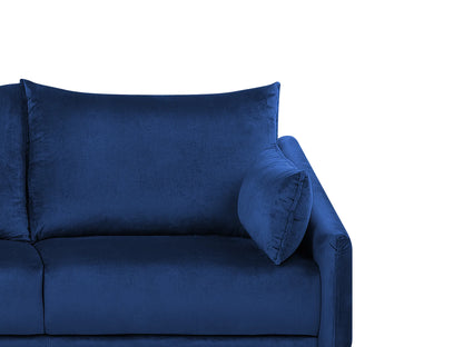  Corner Sofa 3 Seater VARDE Velvet Navy Blue LED Right Hand