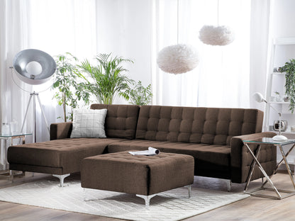  Modular Corner Sofa Bed 4 Seater ABERDEEN Fabric Dark Brown Right Hand