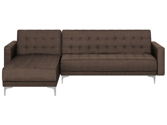  Modular Corner Sofa Bed 4 Seater ABERDEEN Fabric Dark Brown Right Hand