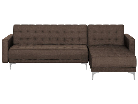  Modular Corner Sofa Bed 4 Seater ABERDEEN Fabric Dark Brown Left Hand