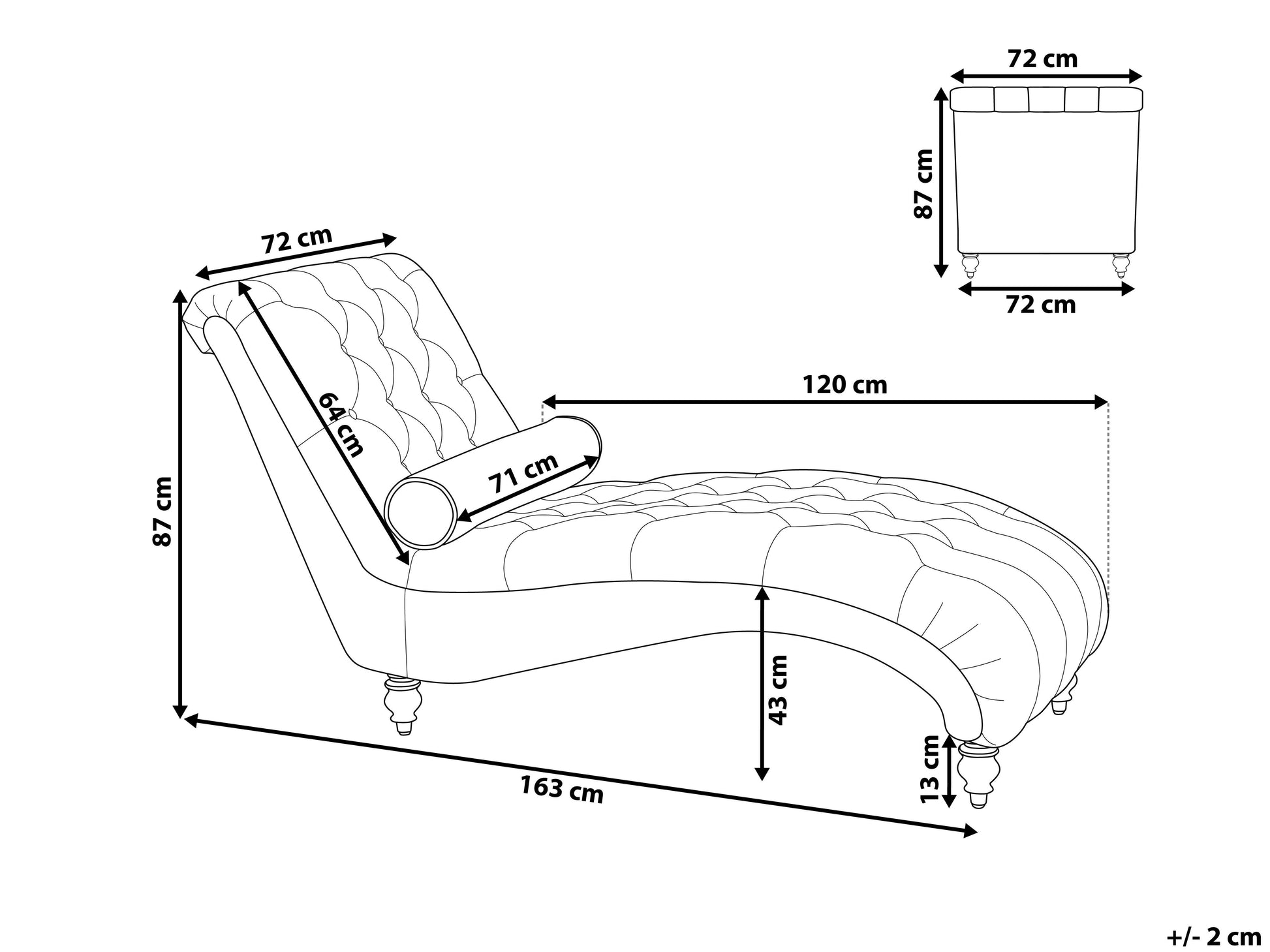  Chaise Longue MURET Fabric Light Grey