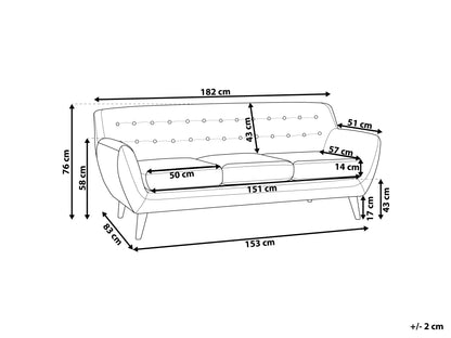  Sofa 3 Seater MOTALA Fabric Light Grey