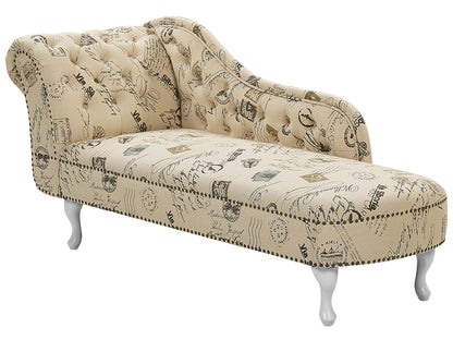  Left-Hand Chaise Lounge NIMES Fabric Beige