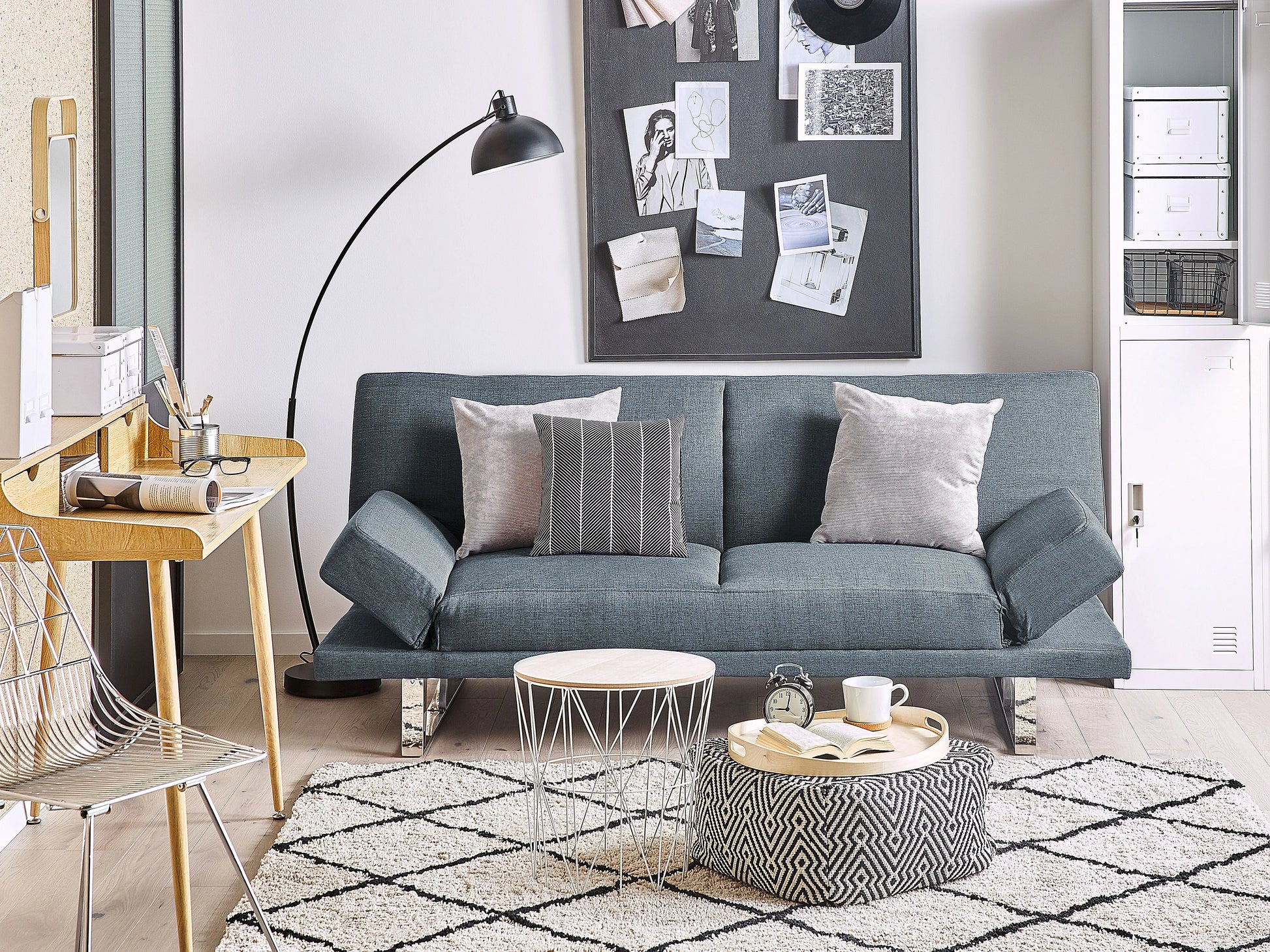  Sofa Bed 2 Seater YORK Fabric Blue