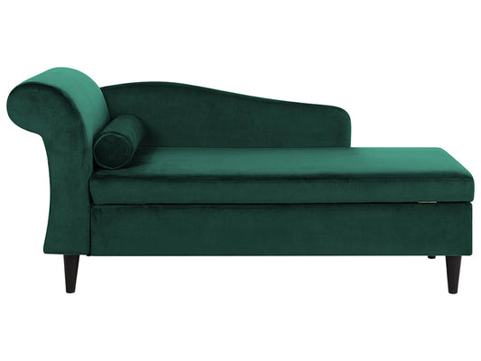  Left-Hand Chaise Lounge LUIRO Velvet Emerald Green With Storage