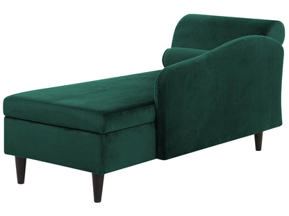  Left-Hand Chaise Lounge LUIRO Velvet Emerald Green With Storage