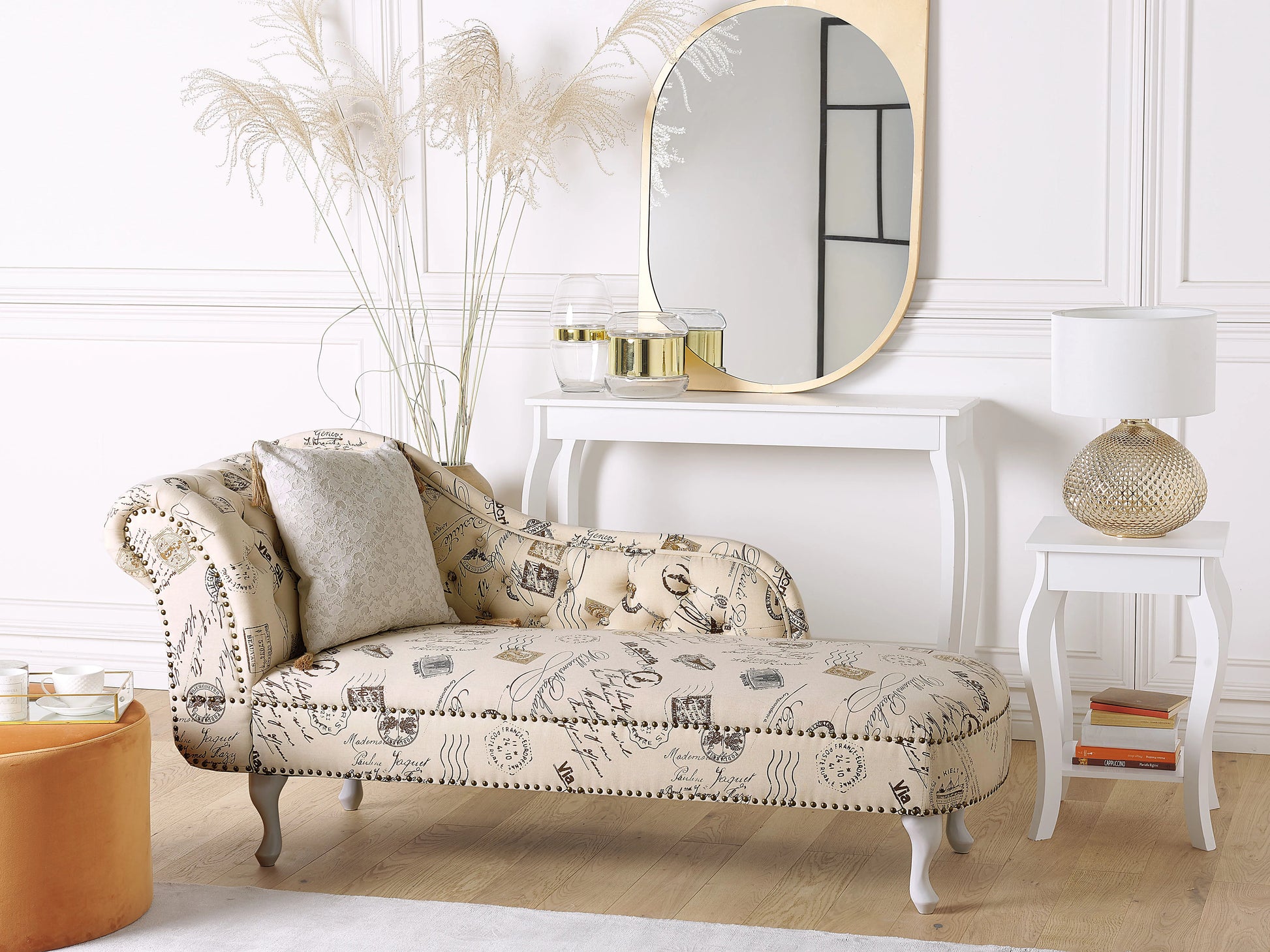  Left-Hand Chaise Lounge NIMES Fabric Beige