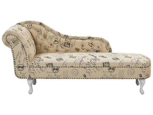  Left-Hand Chaise Lounge NIMES Fabric Beige