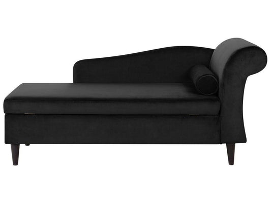 Right-Hand Chaise Lounge LUIRO Velvet Black With Storage