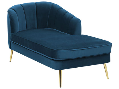  Left-Hand Chaise Lounge ALLIER Velvet Navy Blue