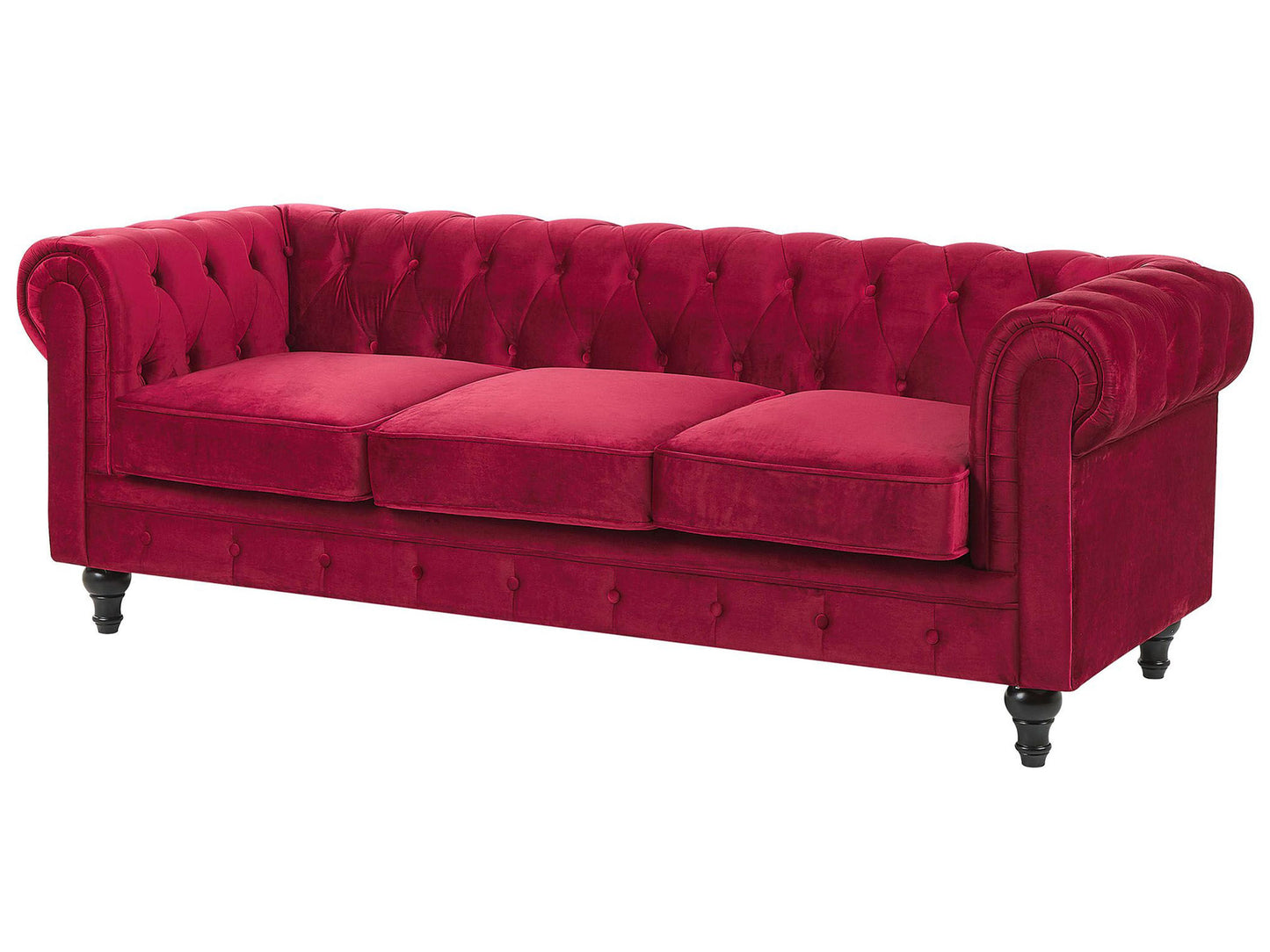  Sofa 3 Seater CHESTERFIELD Velvet Dark Red