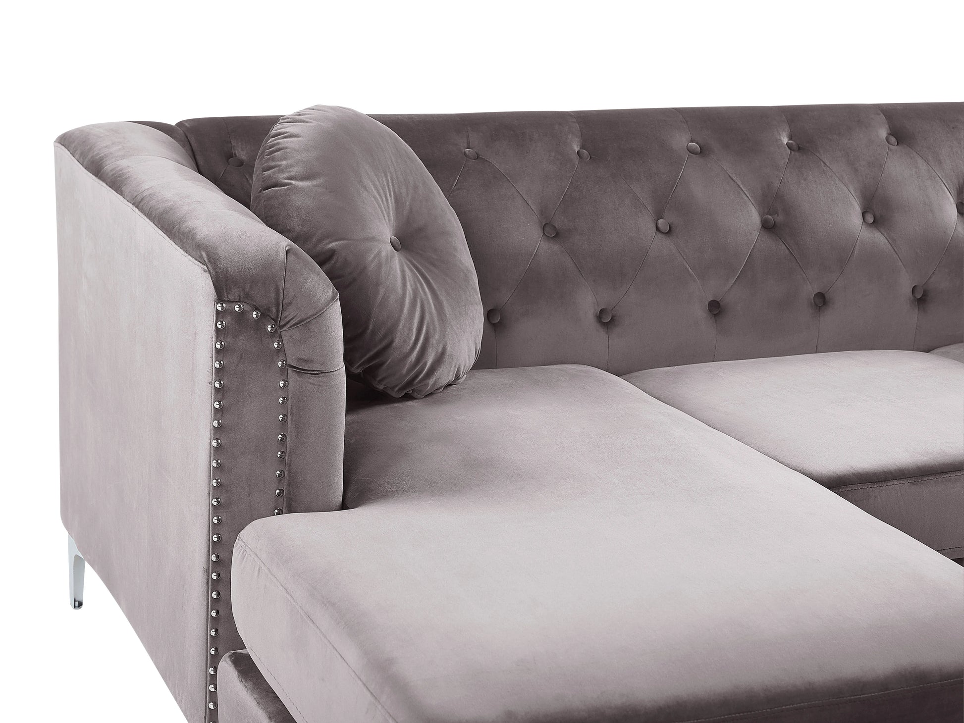  Corner Sofa 3 Seater FLEN Velvet Grey Right Hand