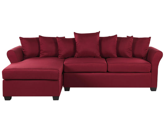  Corner Sofa 3 Seater VIKNA Fabric Dark Red Right Hand