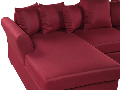  Corner Sofa 3 Seater VIKNA Fabric Dark Red Right Hand
