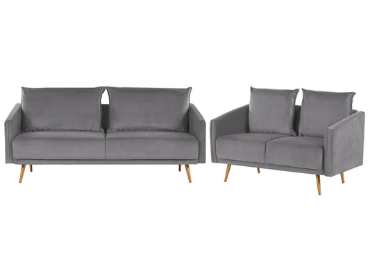  Living Room Set 5 Seater MAURA Velvet Grey