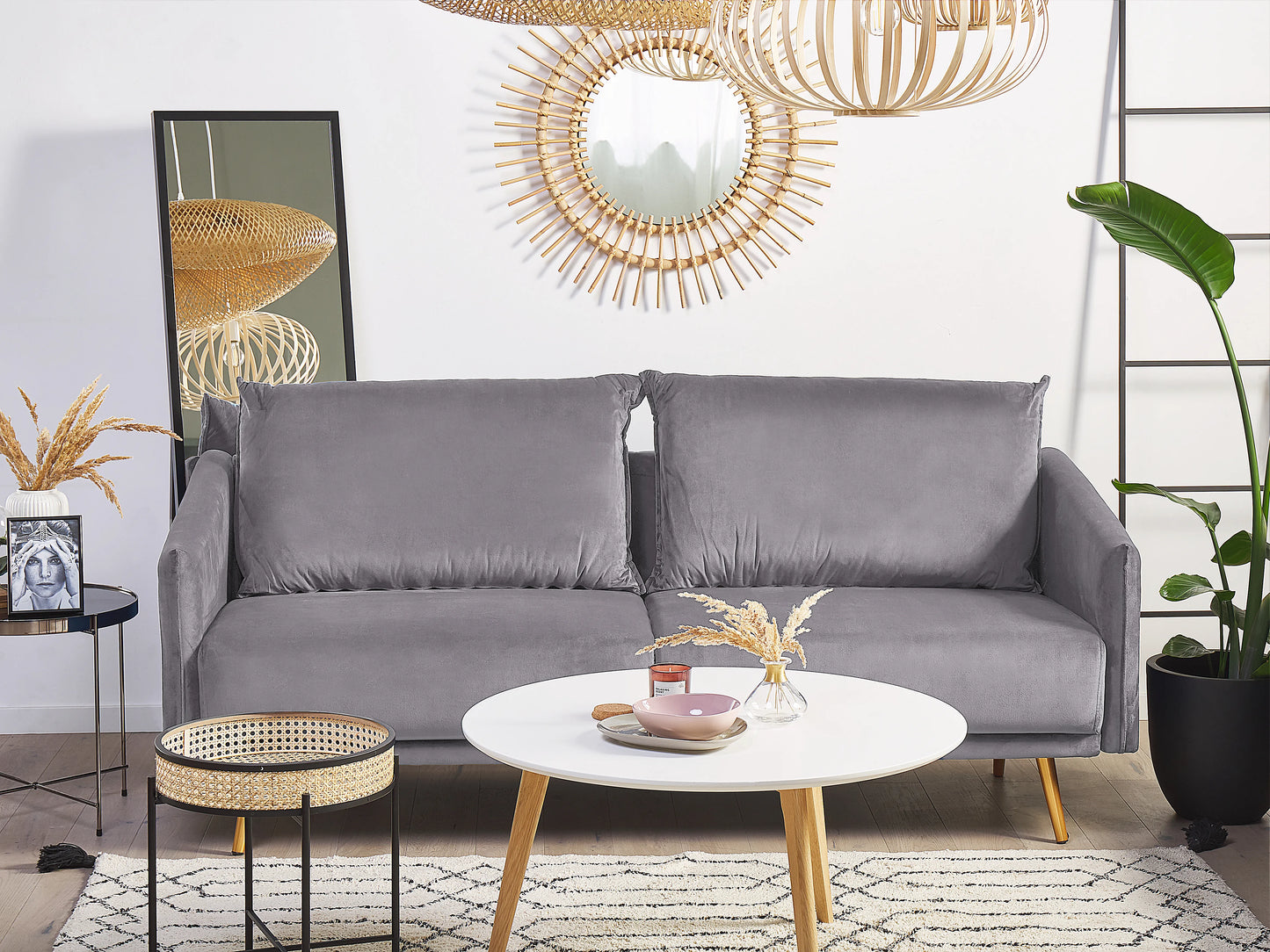  Living Room Set 5 Seater MAURA Velvet Grey