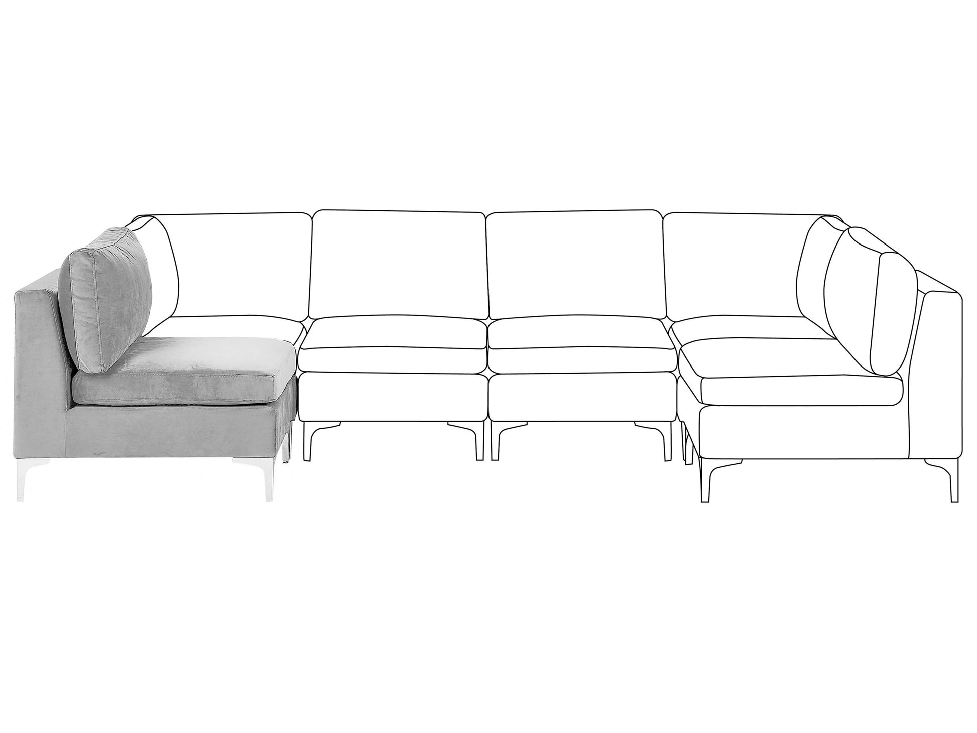  1-Seat Section EVJA Velvet Grey