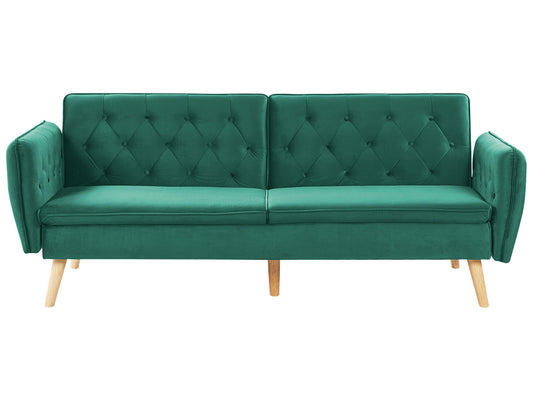  Sofa Bed 2 Seater BARDU Velvet Dark Green