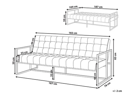  Sofa Bed 3 Seater MARSTAL Velvet Pink