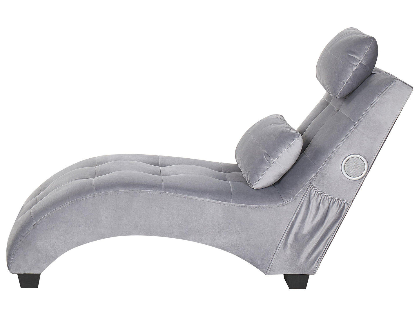  Chaise Longue SIMORRE Velvet Grey With Built-In Bluetooth Speaker