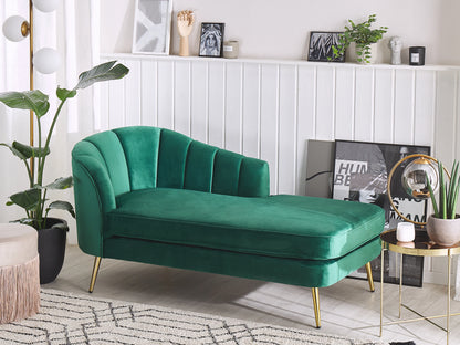  Left-Hand Chaise Lounge ALLIER Velvet Emerald Green