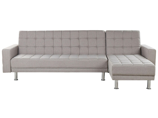  Corner Sofa Bed 4 Seater NESSET Fabric Light Grey Left Hand
