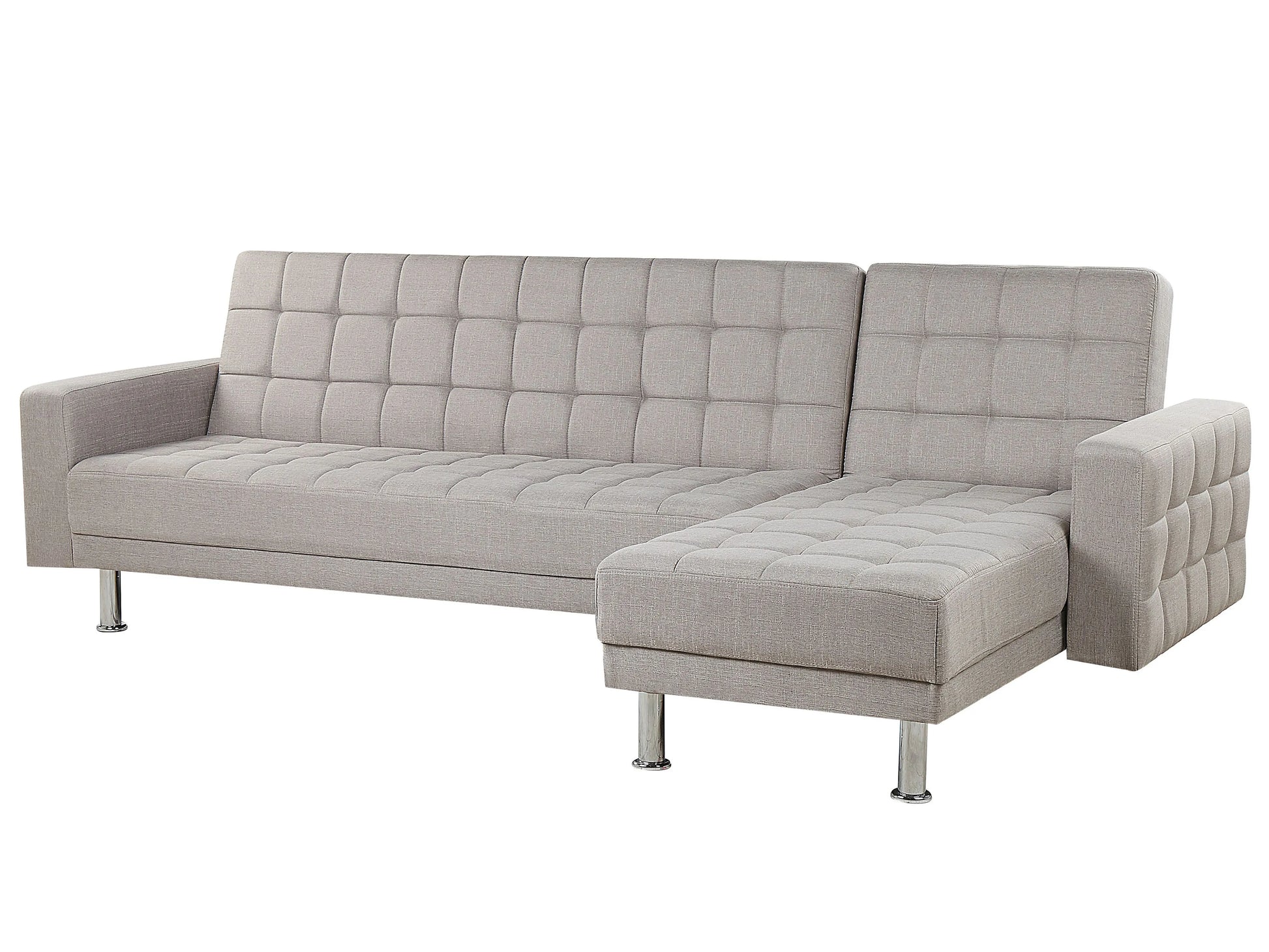  Corner Sofa Bed 4 Seater NESSET Fabric Light Grey Left Hand