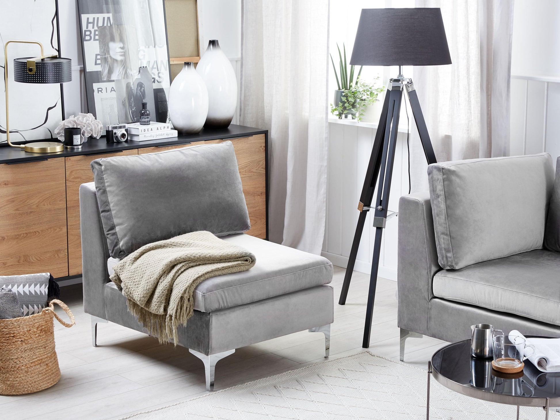  1-Seat Section EVJA Velvet Grey