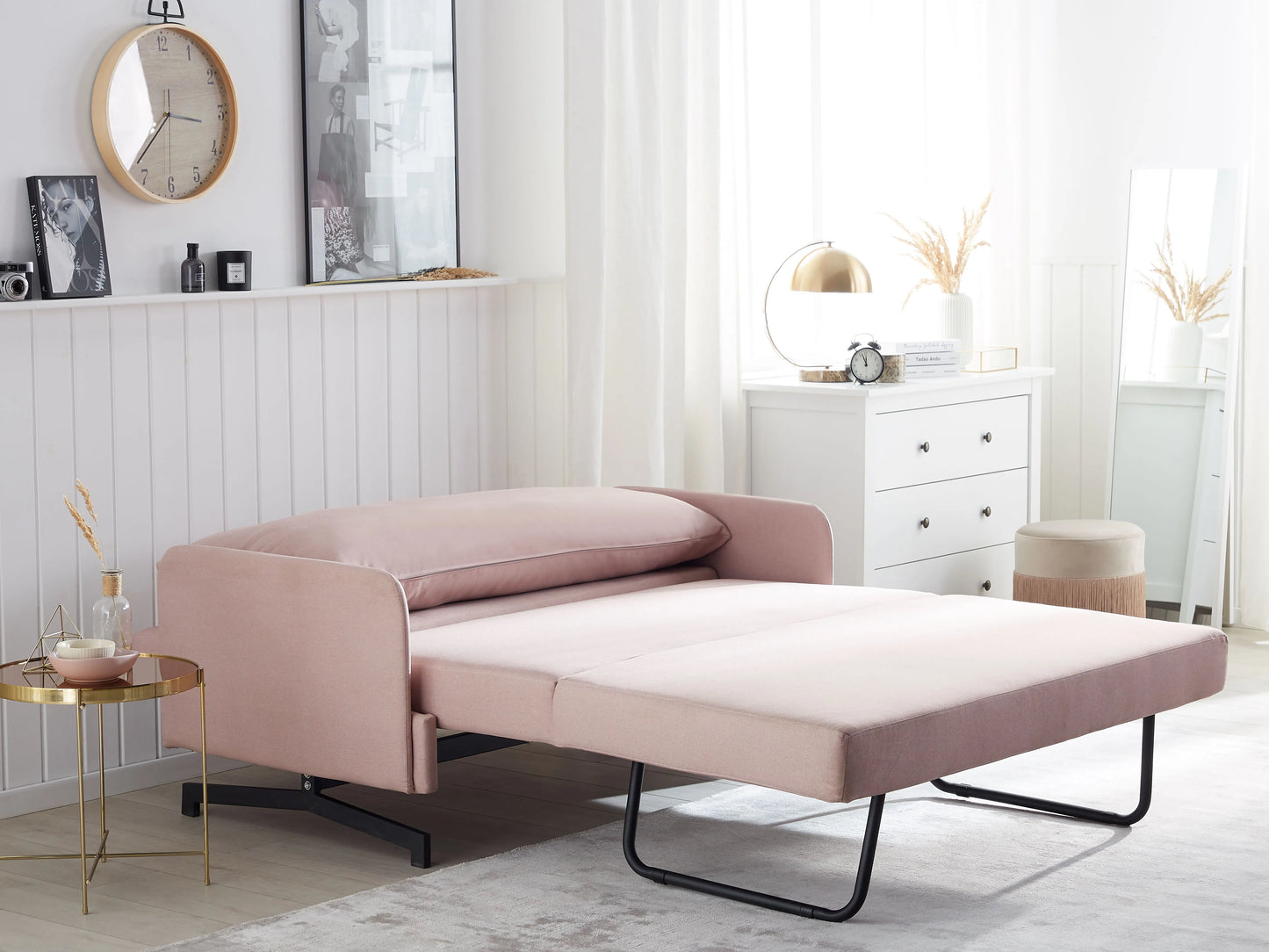 Sofa Bed 2 Seater BELFAST Fabric Pink